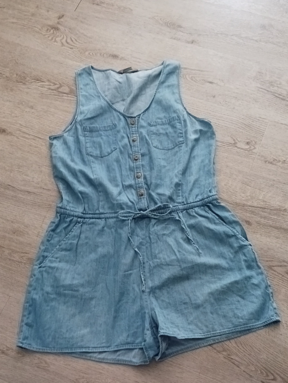 Natural Reflections Light Blue Denim Sleeveless One-Piece Romper